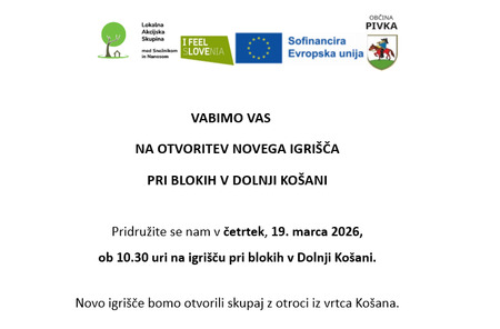 vabilo na otvoritev igrišča pri blokih v Dolnji Košani